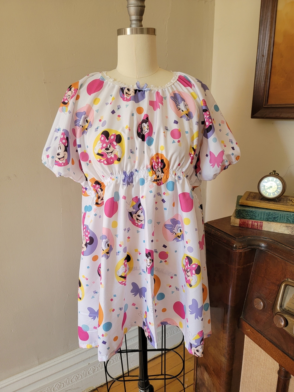 Handmade Upcycled Minnie Daisy Disney Sheet Dress One Size Fits most Small - 2XL